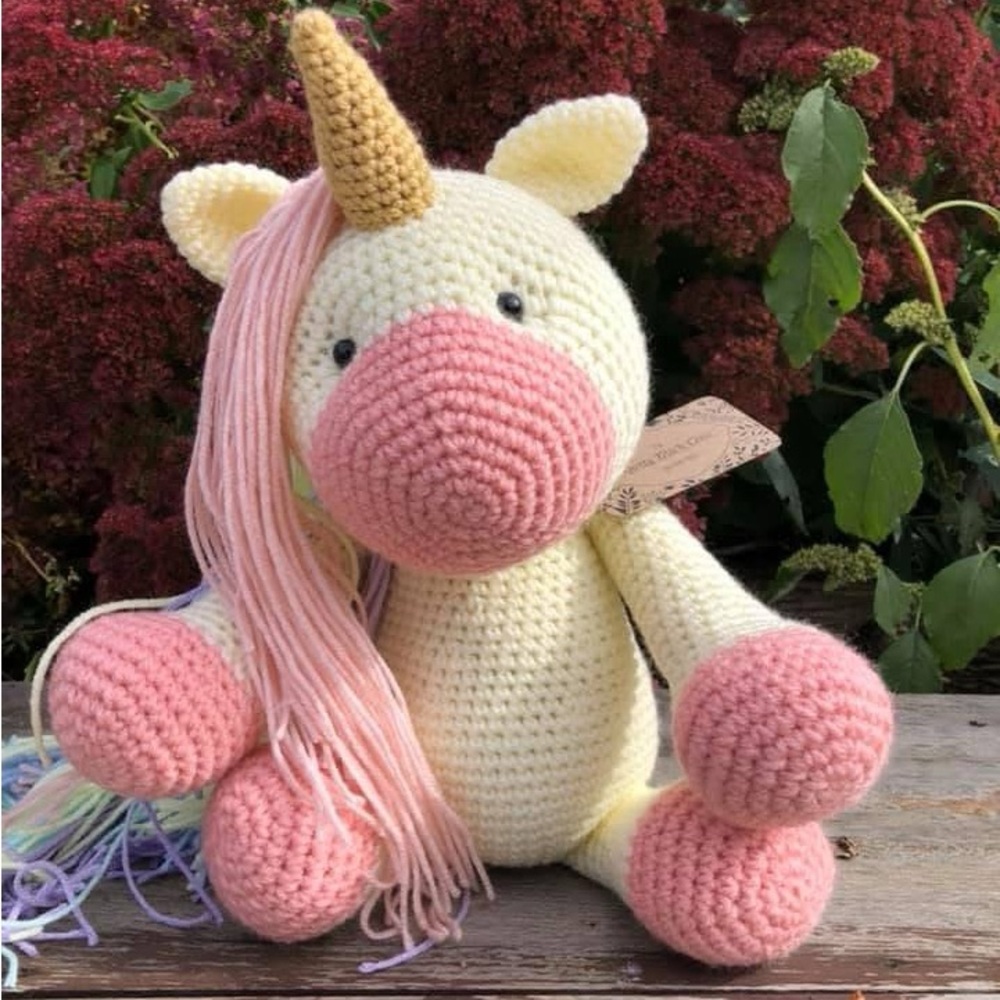 Hand crocheted large unicorn